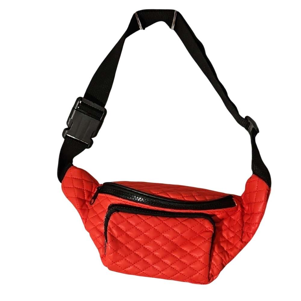 Vibrant Quilted Belt Bag with Black Strap